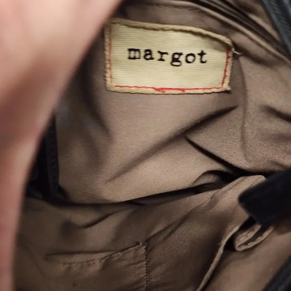 Margot Vintage Purse Black Leather Crossbody Split Pocket CLEAN